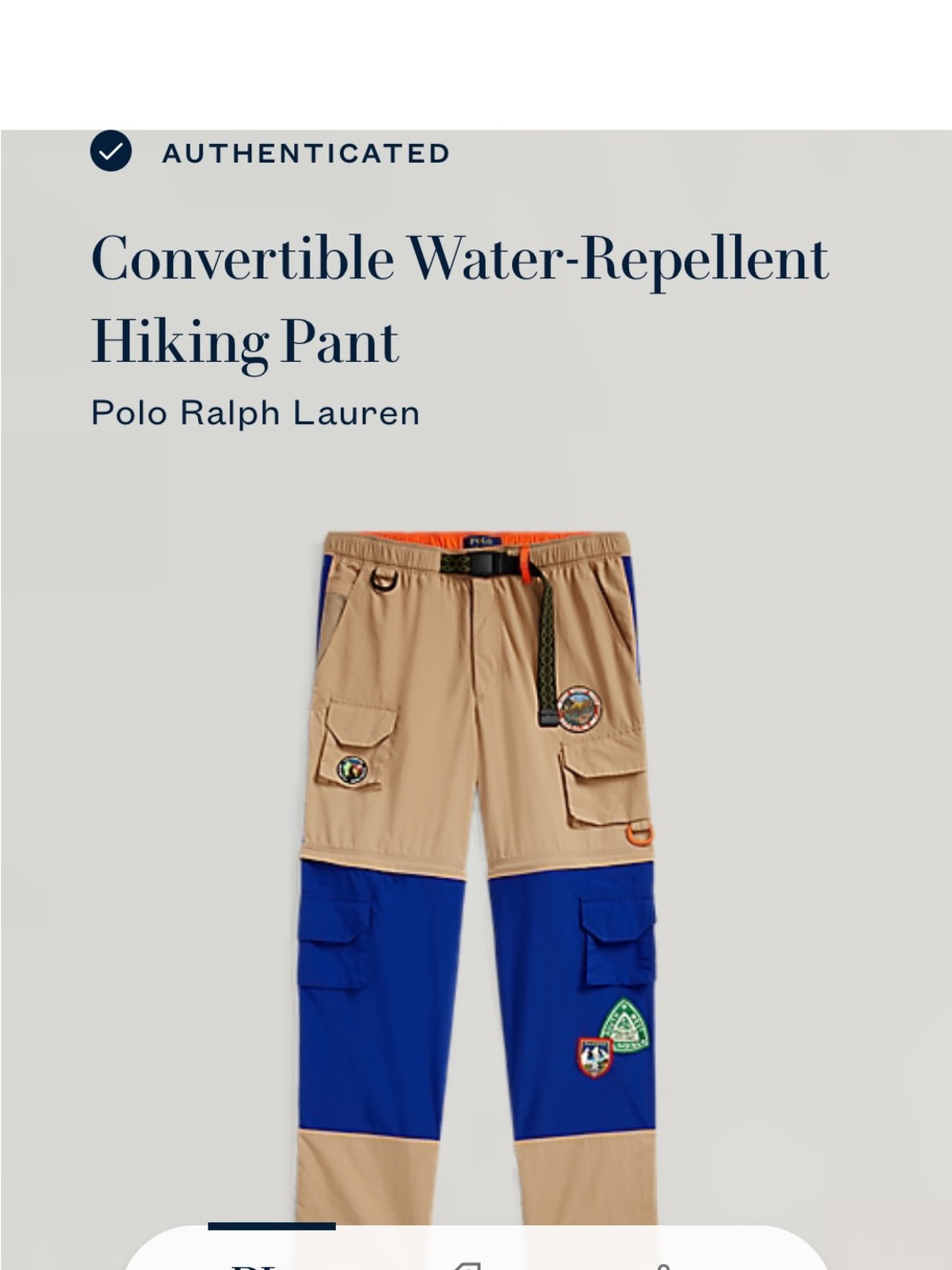 Ralph Lauren Tan and Blue Convertible Hiking Pants and Matching Vest